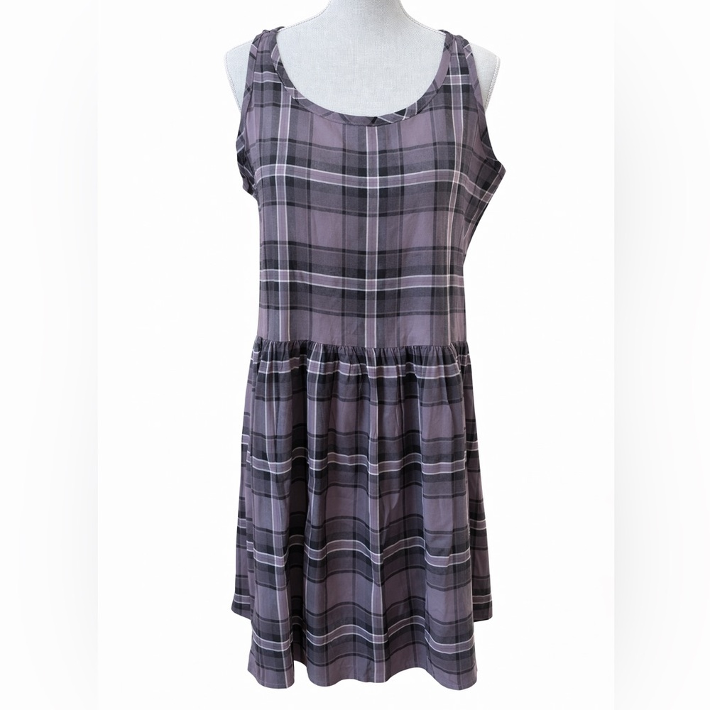 Disturbia Gray Purple Plaid Sleeveless Drop Waist Dress US 6 UK 10